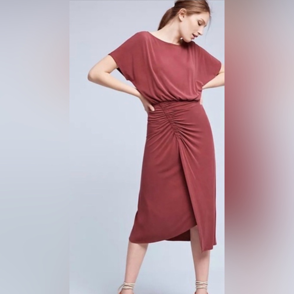 Anthropologie Moulinette Soeurs Asymmetrical Wine Dress